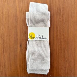 Mini Boden Oatmeal Footless Ribbed Tights